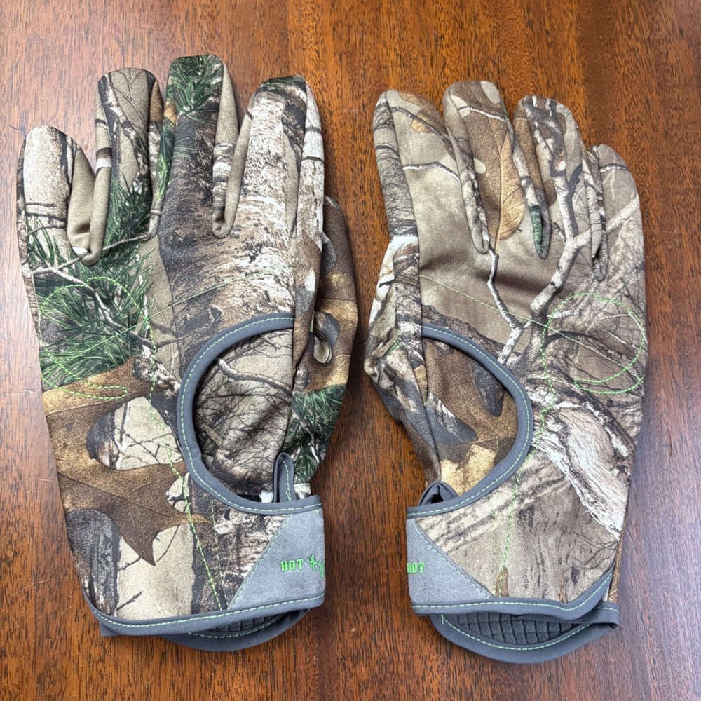 Hot Shot Realtree Xtra Camo Hunting Gloves Mens XL Green Grip Fleece Lined